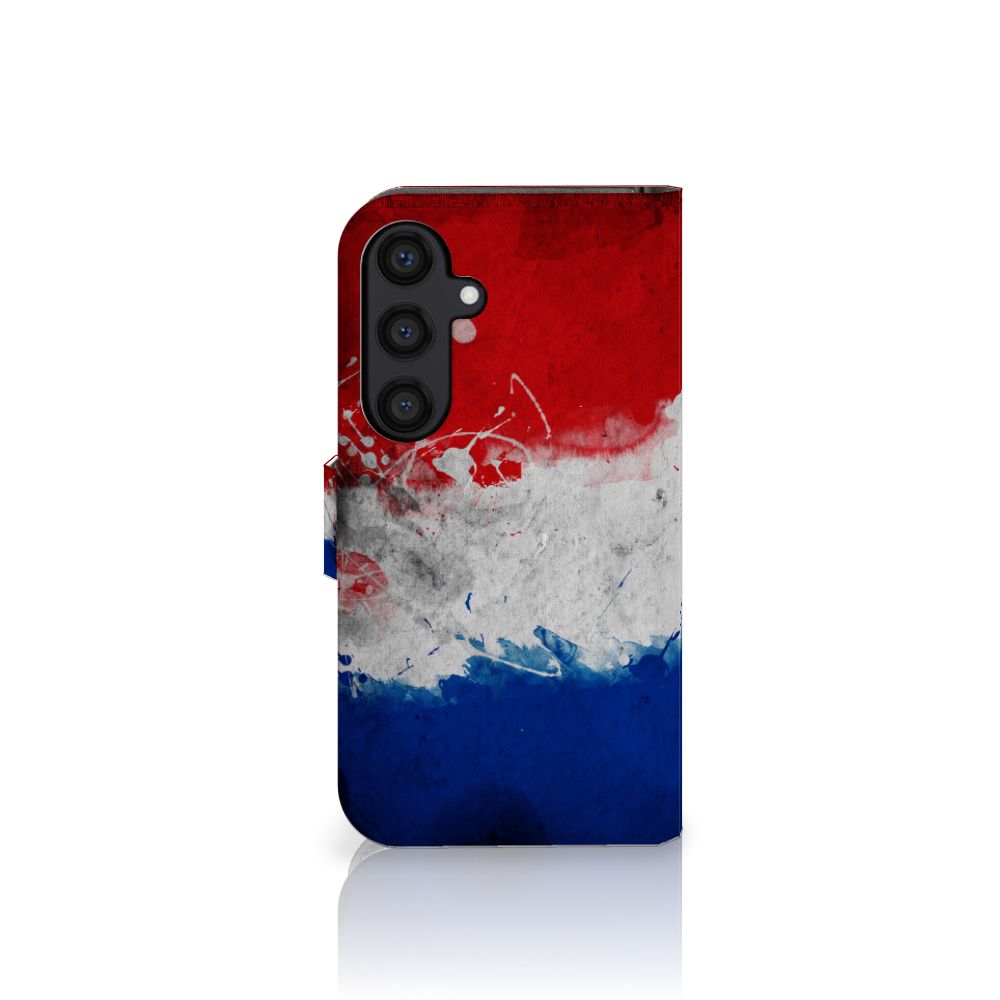 Samsung Galaxy S24 Bookstyle Case Nederland met artistiek ontwerp van de Nederlandse vlag