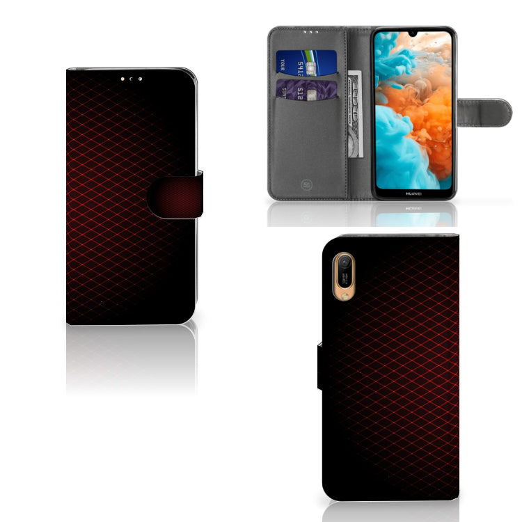 Huawei Y6 (2019) Telefoon Hoesje Geruit Rood