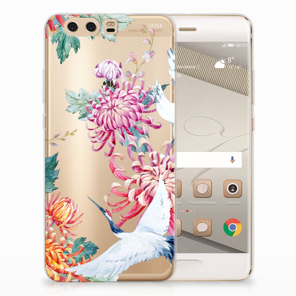 Huawei P10 Plus TPU Hoesje Bird Flowers