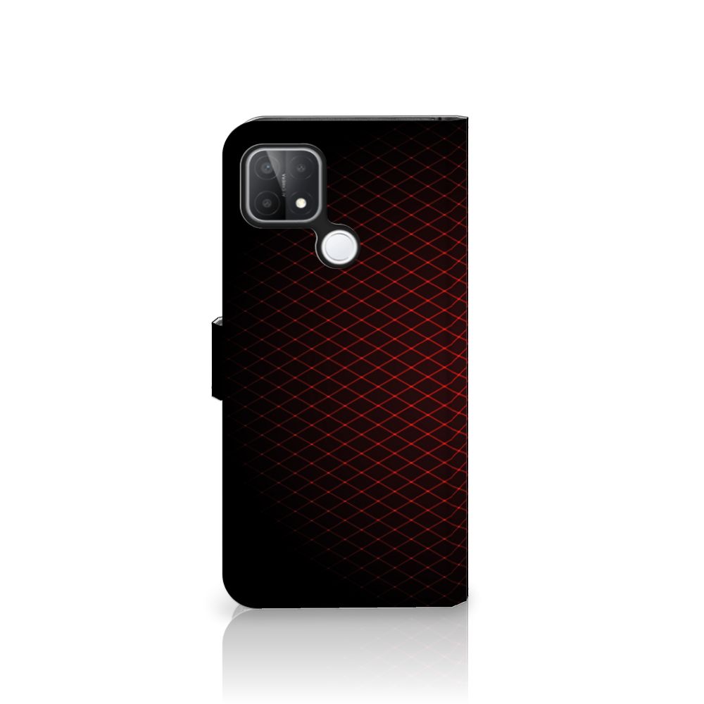 OPPO A15 Telefoon Hoesje Geruit Rood met strakke en opvallende minimalistische stijl.