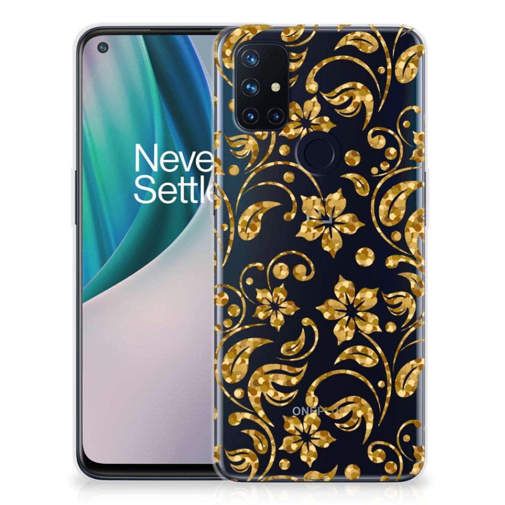 OnePlus Nord N10 5G TPU Case Gouden Bloemen