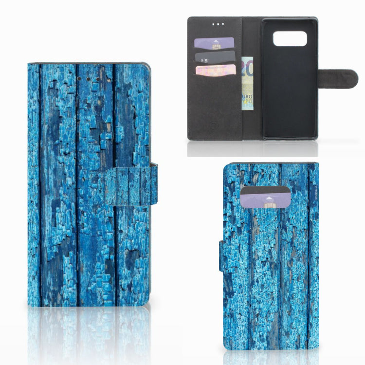 Samsung Galaxy Note 8 Book Style Case Wood Blue