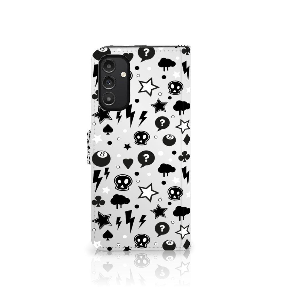 Telefoonhoesje met Naam Samsung Galaxy A14 5G Silver Punk met punkachtig ontwerp en opvallende patronen.