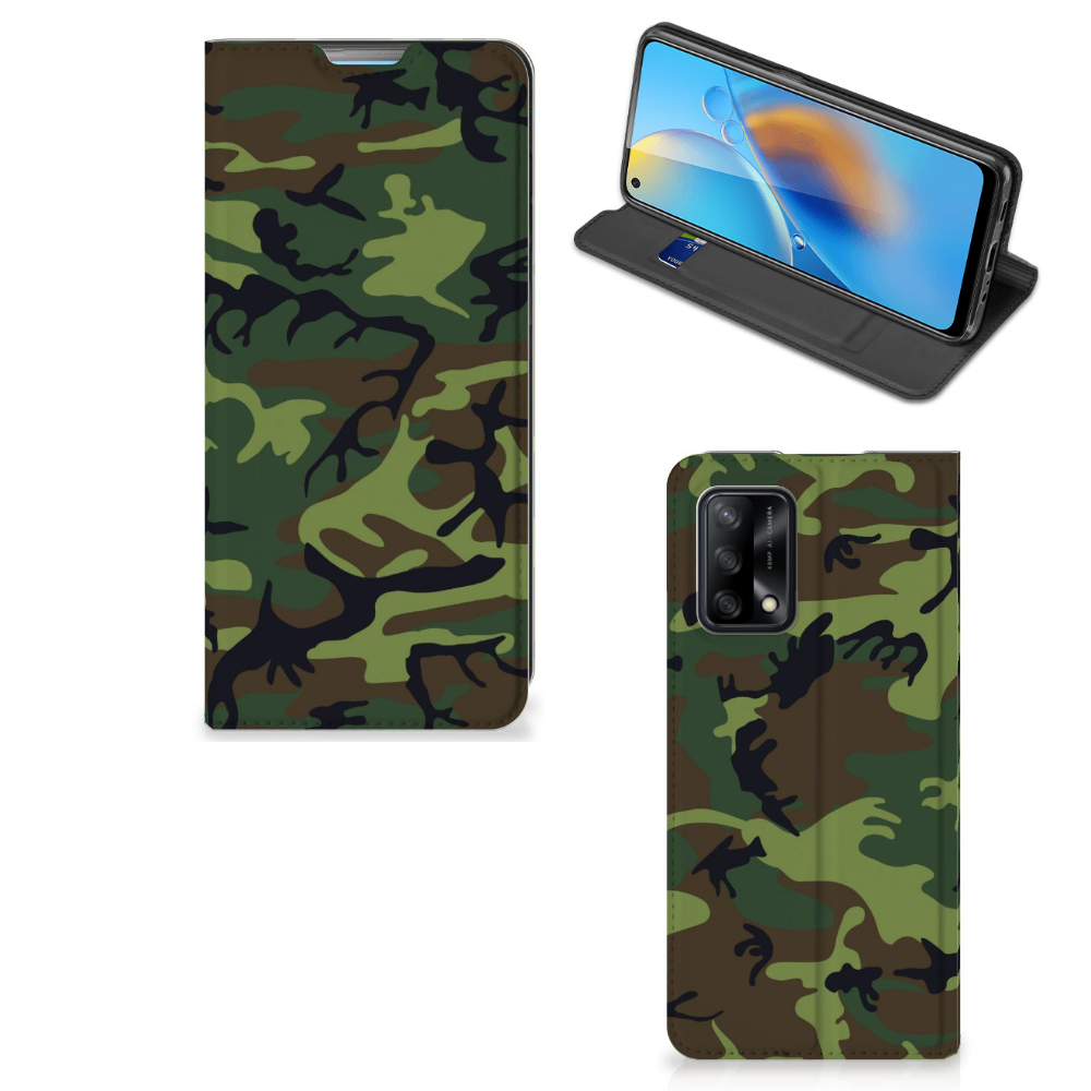 OPPO A74 4G Hoesje met Magneet Army Dark - B2C Telecom