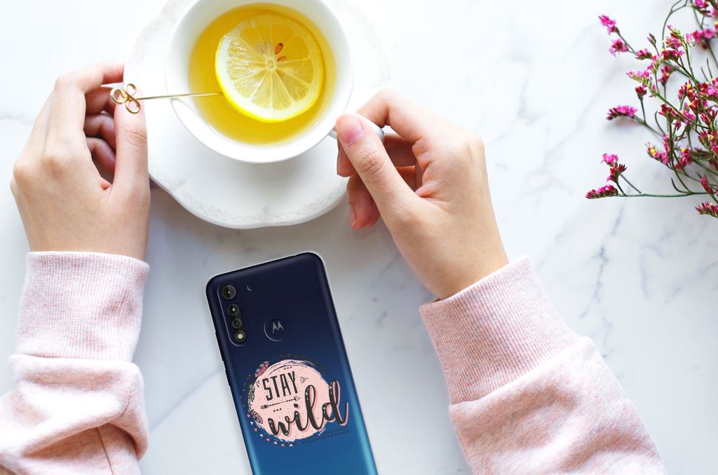 Motorola Moto G8 Power Lite Telefoonhoesje met Naam Boho Stay Wild B2C Telecom