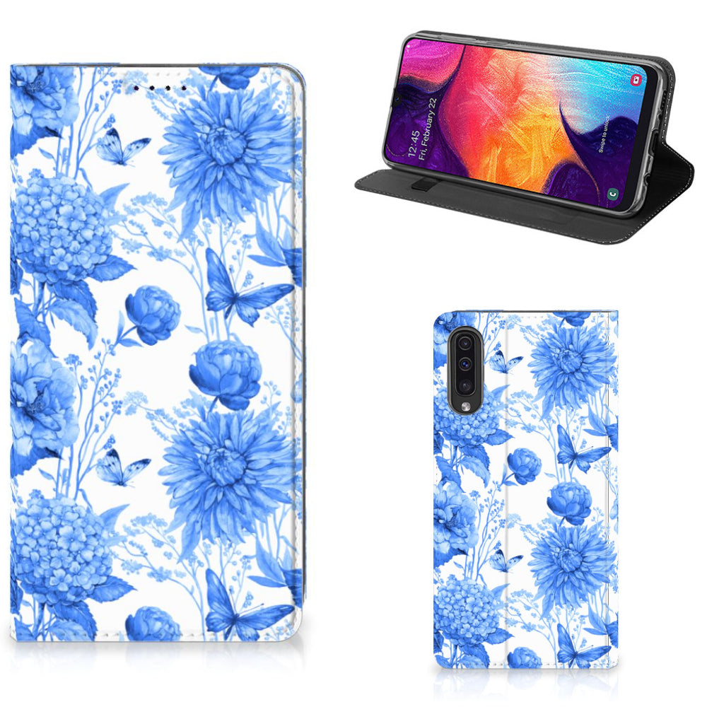 Smart Cover voor Samsung Galaxy A50 Flowers Blue