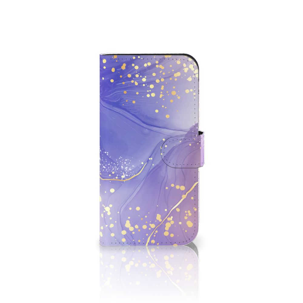Hoesje voor iPhone 15 Pro Watercolor Paars met een prachtig design in paars en gouden accenten.