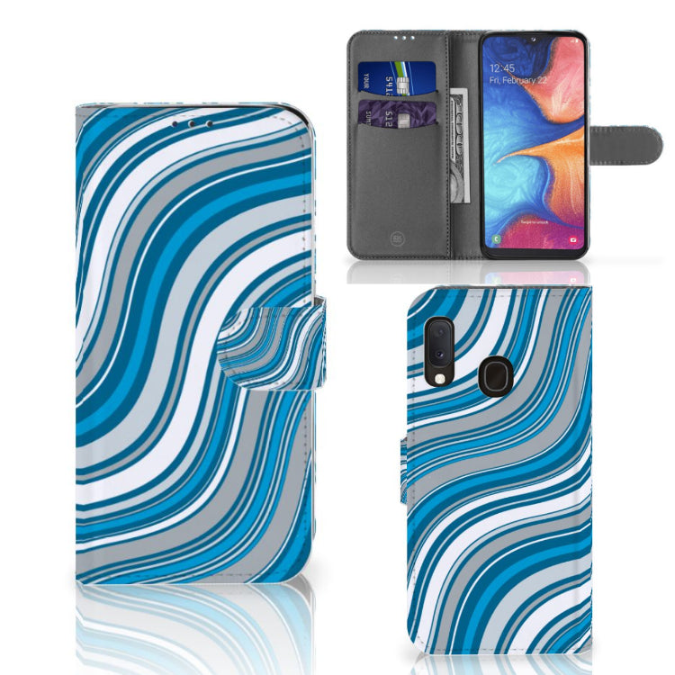 Samsung Galaxy A20e Telefoon Hoesje Waves Blue