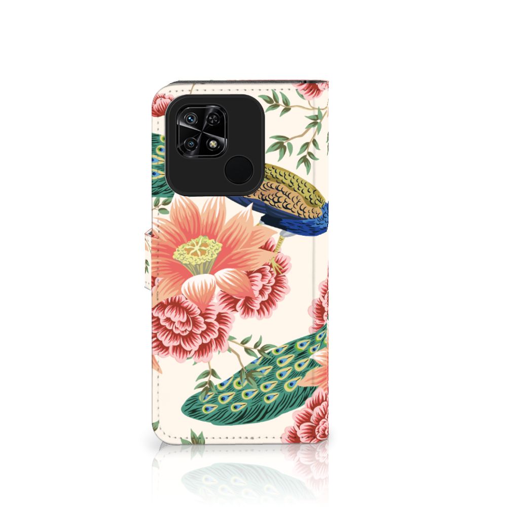 Telefoonhoesje met Pasjes voor Xiaomi Redmi 10C Pink Peacock