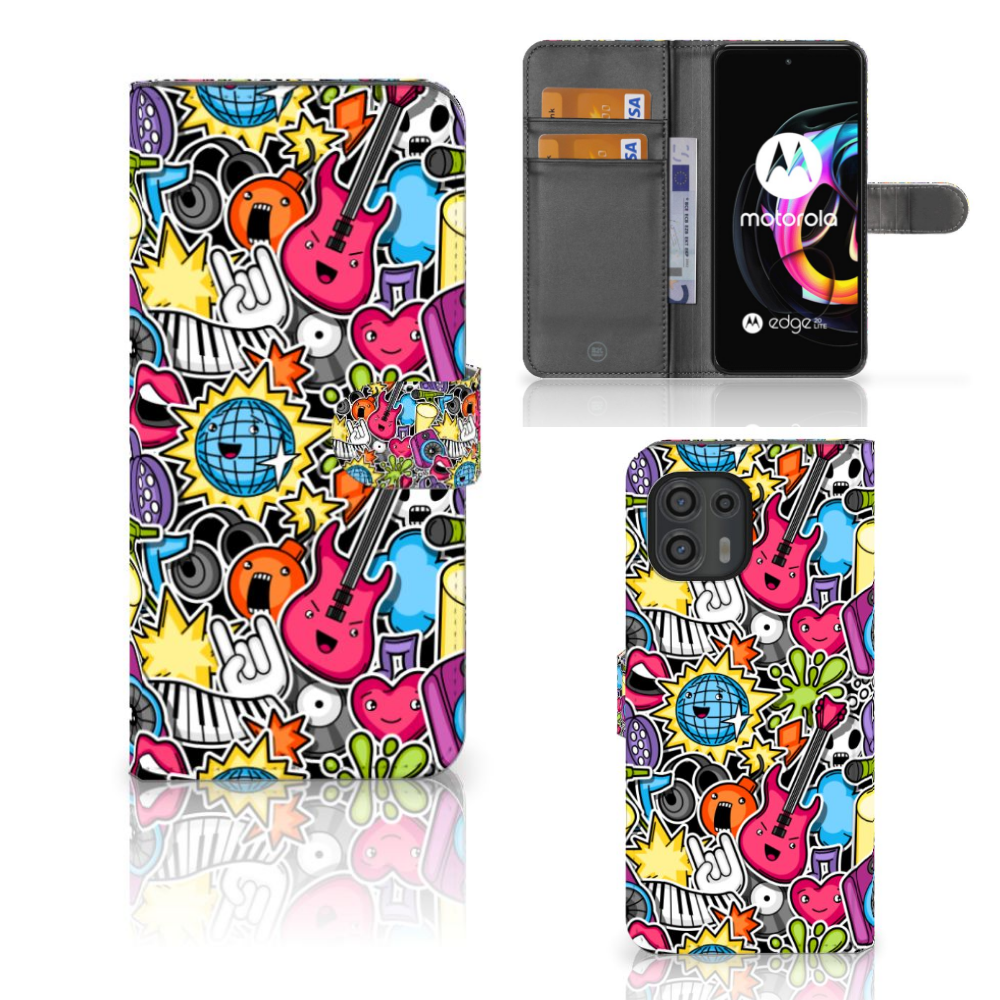 Motorola Edge 20 Lite Wallet Case met Pasjes Punk Rock