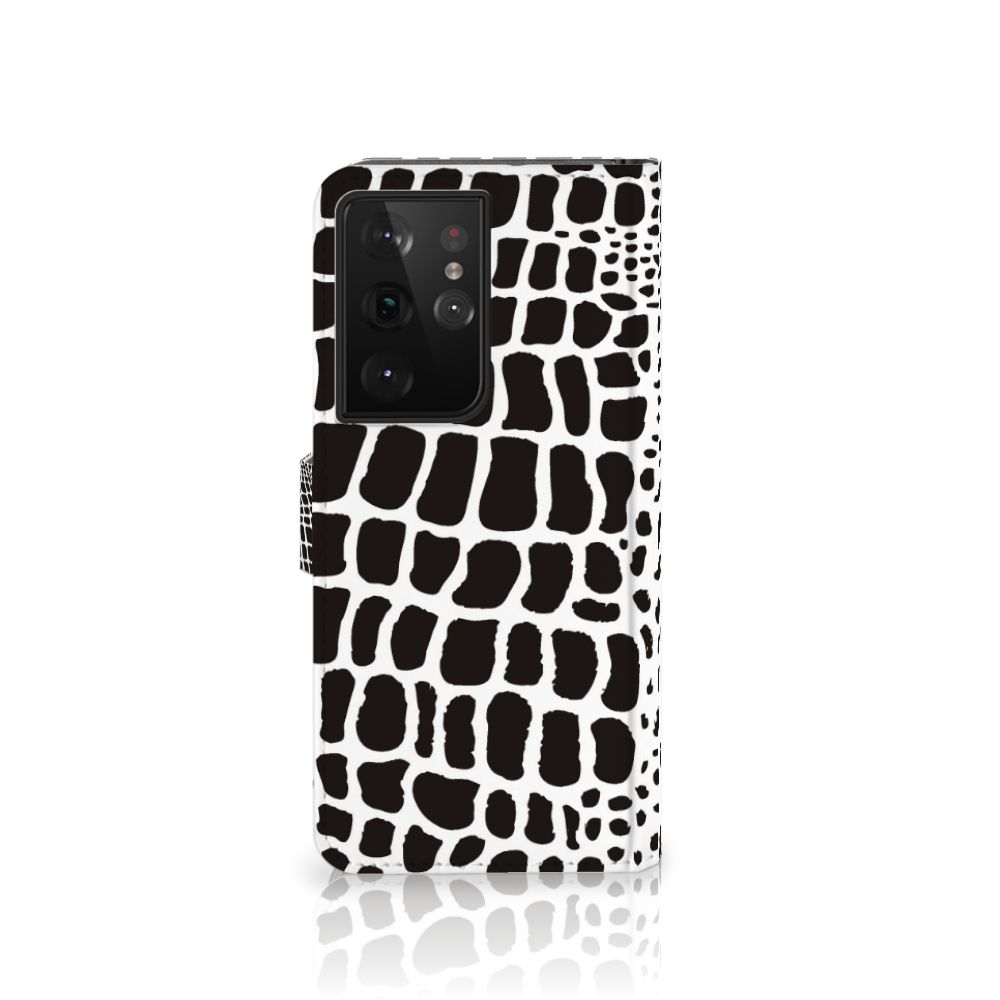 Samsung Galaxy S21 Ultra Telefoonhoesje met Pasjes Slangenprint