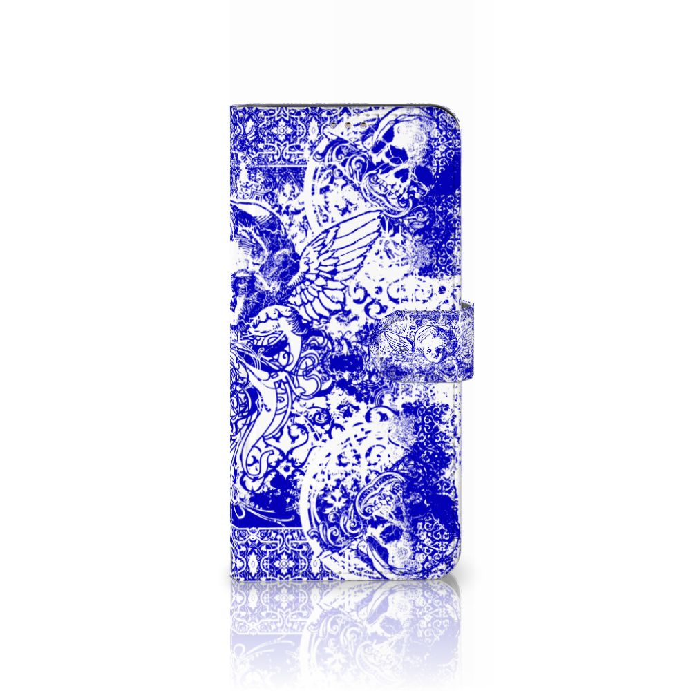 Telefoonhoesje met Naam Motorola Moto G60 Angel Skull Blauw