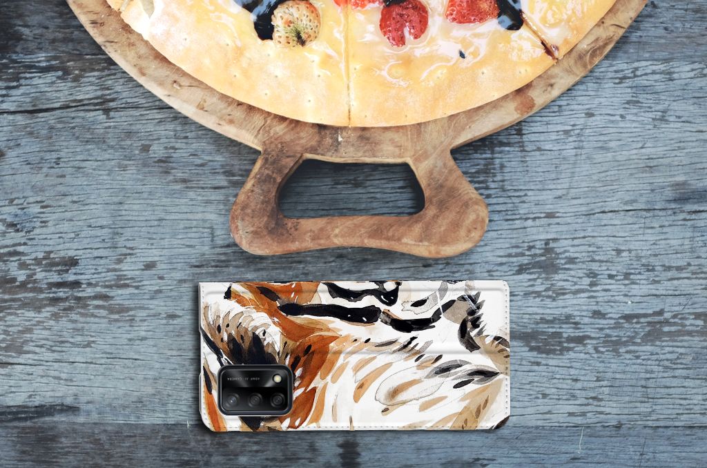 Bookcase OPPO A74 4G Watercolor Tiger - B2C Telecom