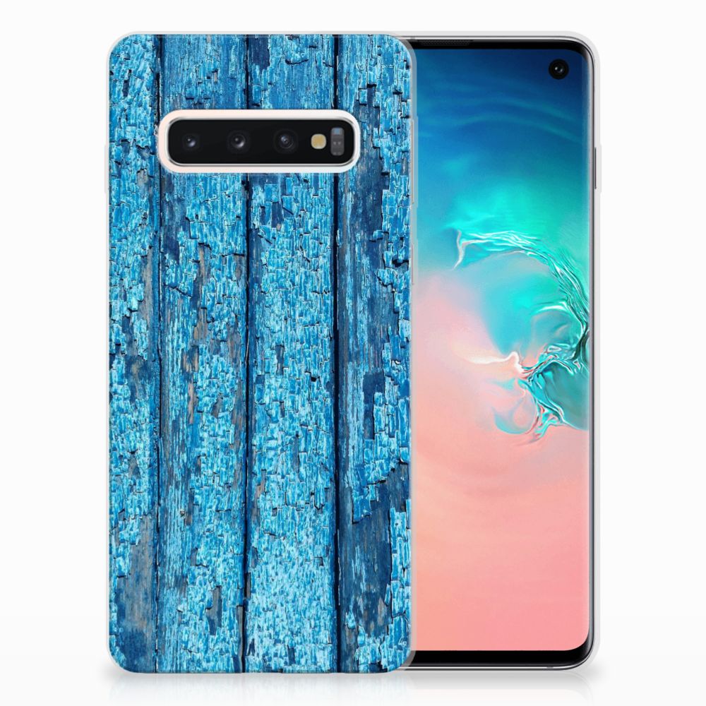 Samsung Galaxy S10 Bumper Hoesje Wood Blue
