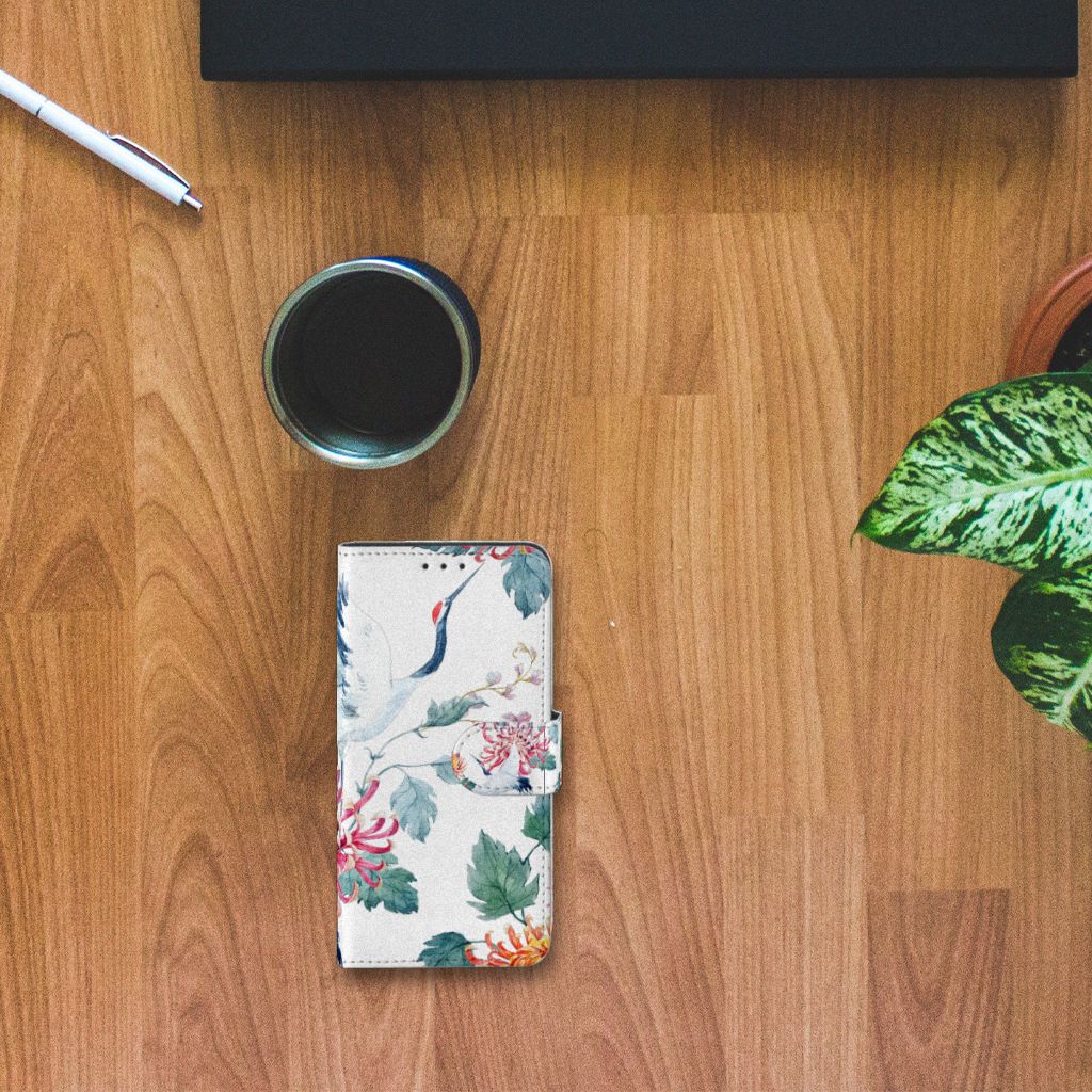 Alcatel 1B (2020) Telefoonhoesje met Pasjes Bird Flowers