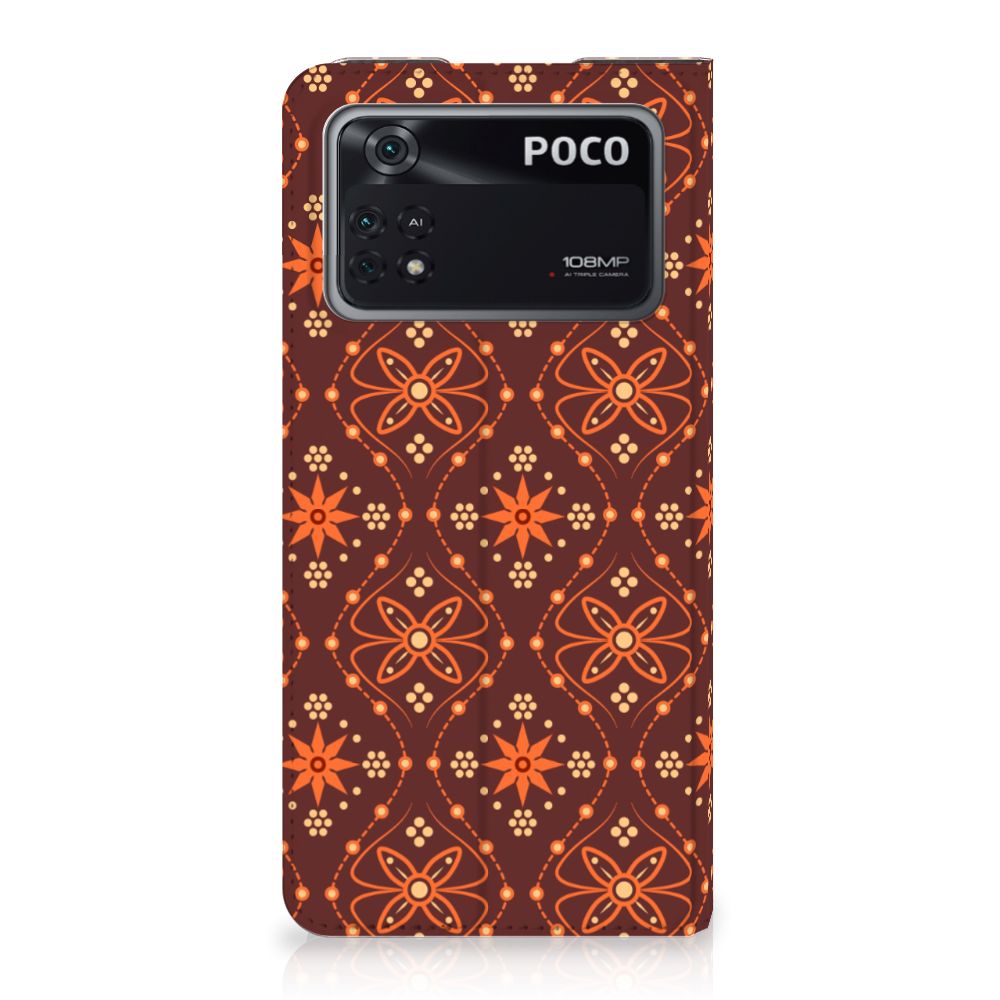 Poco X4 Pro 5G Hoesje met Magneet Batik Brown - B2C Telecom