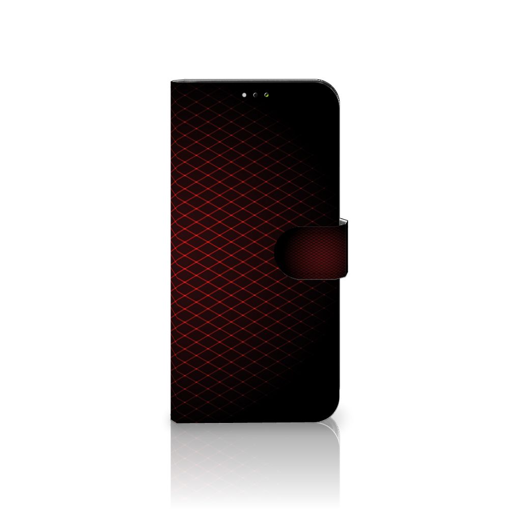 Samsung Galaxy A03 Telefoon Hoesje Geruit Rood met ruitpatroon en zwart design.