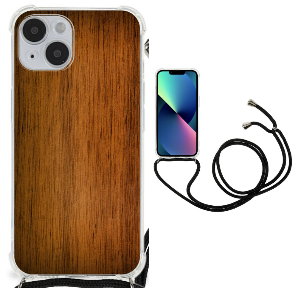 iPhone 14 Plus Stevig Telefoonhoesje Donker Hout