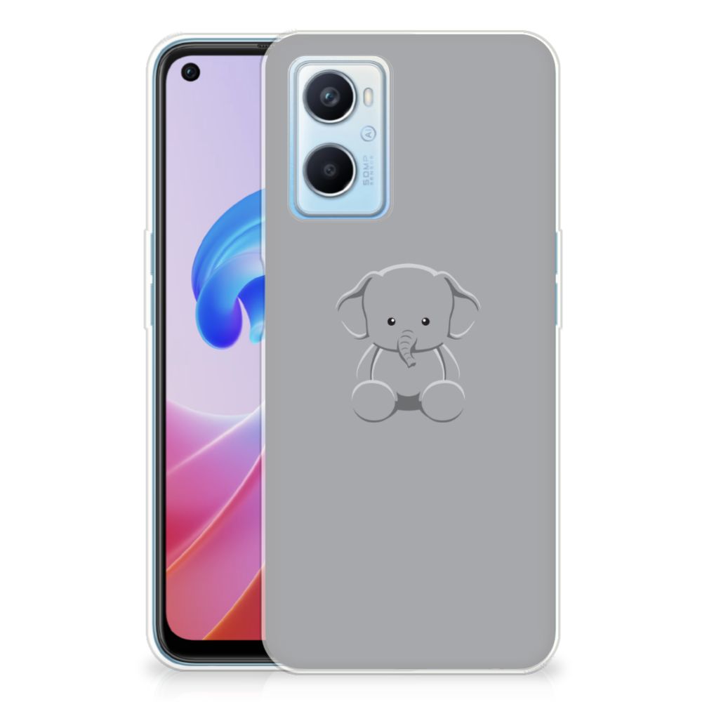 OPPO A96 | OPPO A76 Telefoonhoesje met Naam Grijs Baby Olifant B2C Telecom