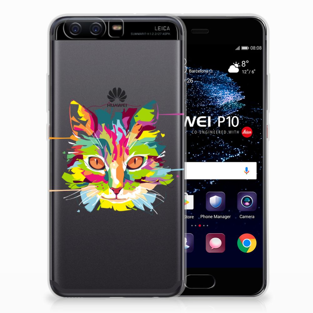 Huawei P10 Telefoonhoesje met Naam Cat Color