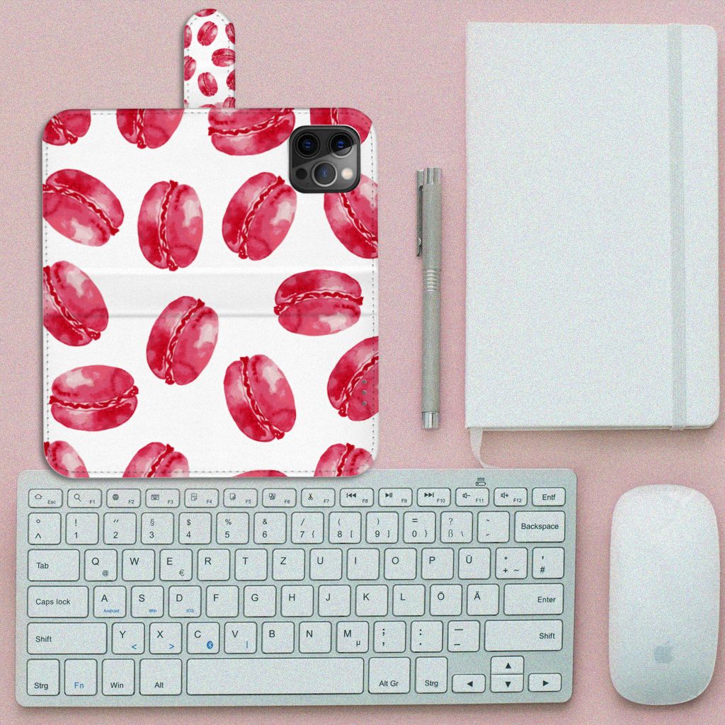 Apple iPhone 12 Pro Max Book Cover Pink Macarons