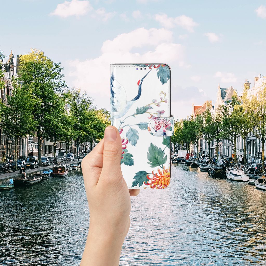 Samsung Galaxy A22 5G Telefoonhoesje met Pasjes Bird Flowers