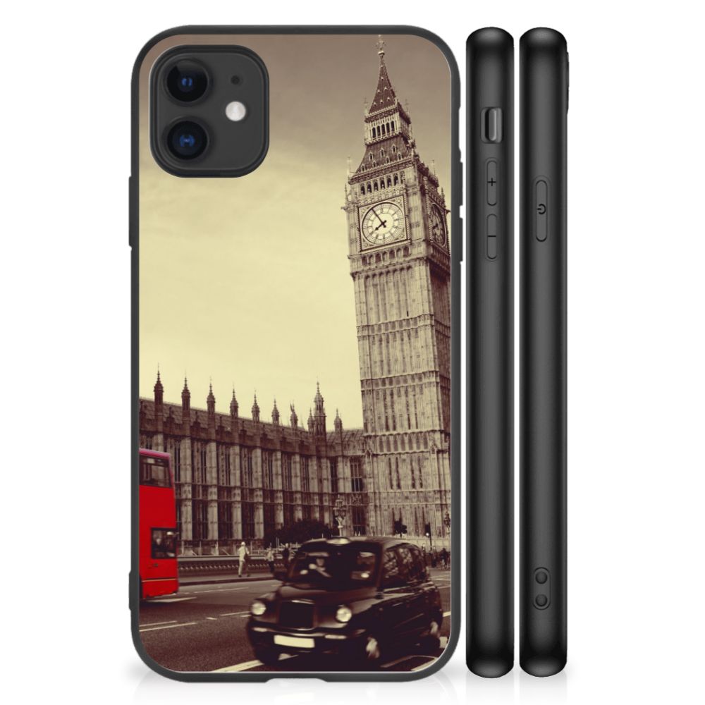 iPhone 11 TPU Backcover Londen met design van Big Ben en vintage Londen sfeer.
