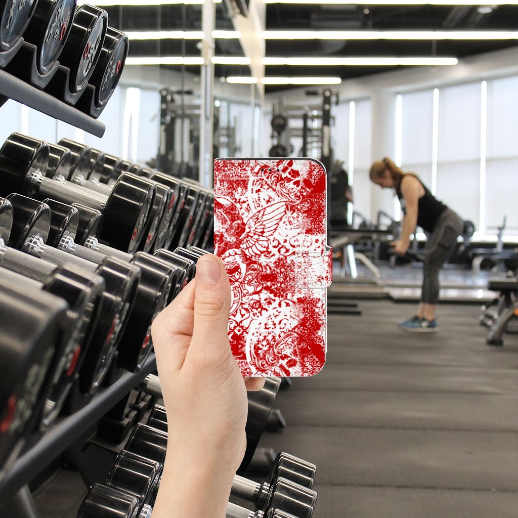 Telefoonhoesje met Naam iPhone 13 Pro Angel Skull Rood