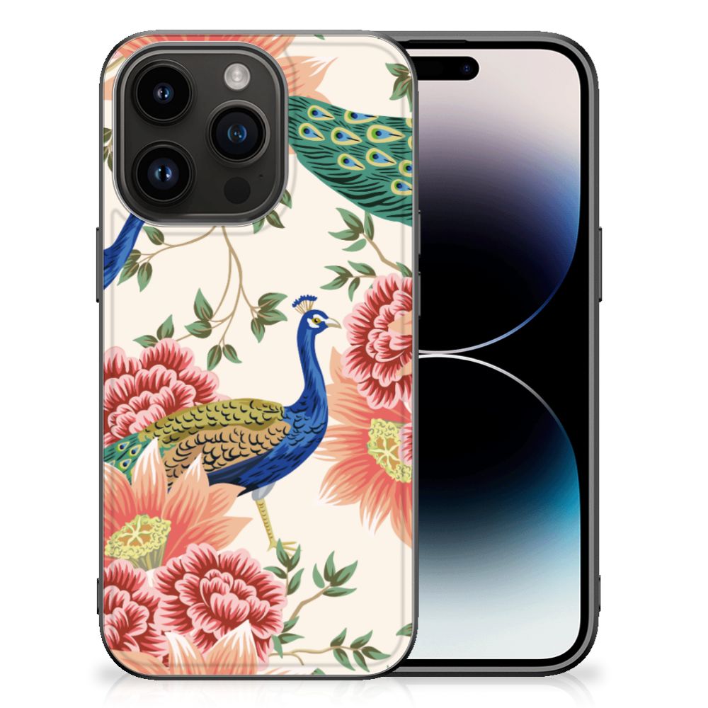 Dierenprint Telefoonhoesje voor iPhone 15 Pro Pink Peacock B2C Telecom