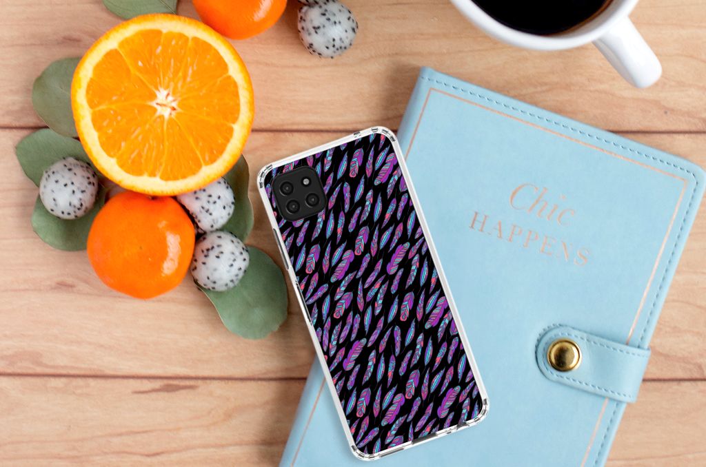 Samsung Galaxy A22 5G Doorzichtige Silicone Hoesje Feathers Color B2C Telecom