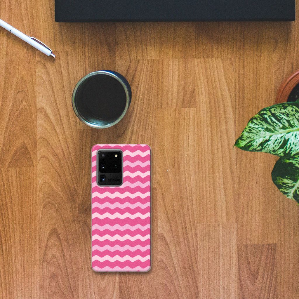 Samsung Galaxy S20 Ultra TPU bumper Waves Pink B2C Telecom