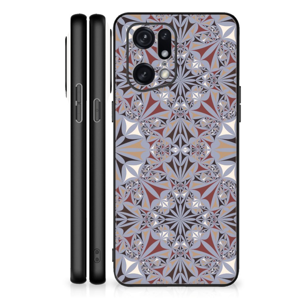 OPPO Find X5 Pro Marmeren Print Telefoonhoesje Flower Tiles