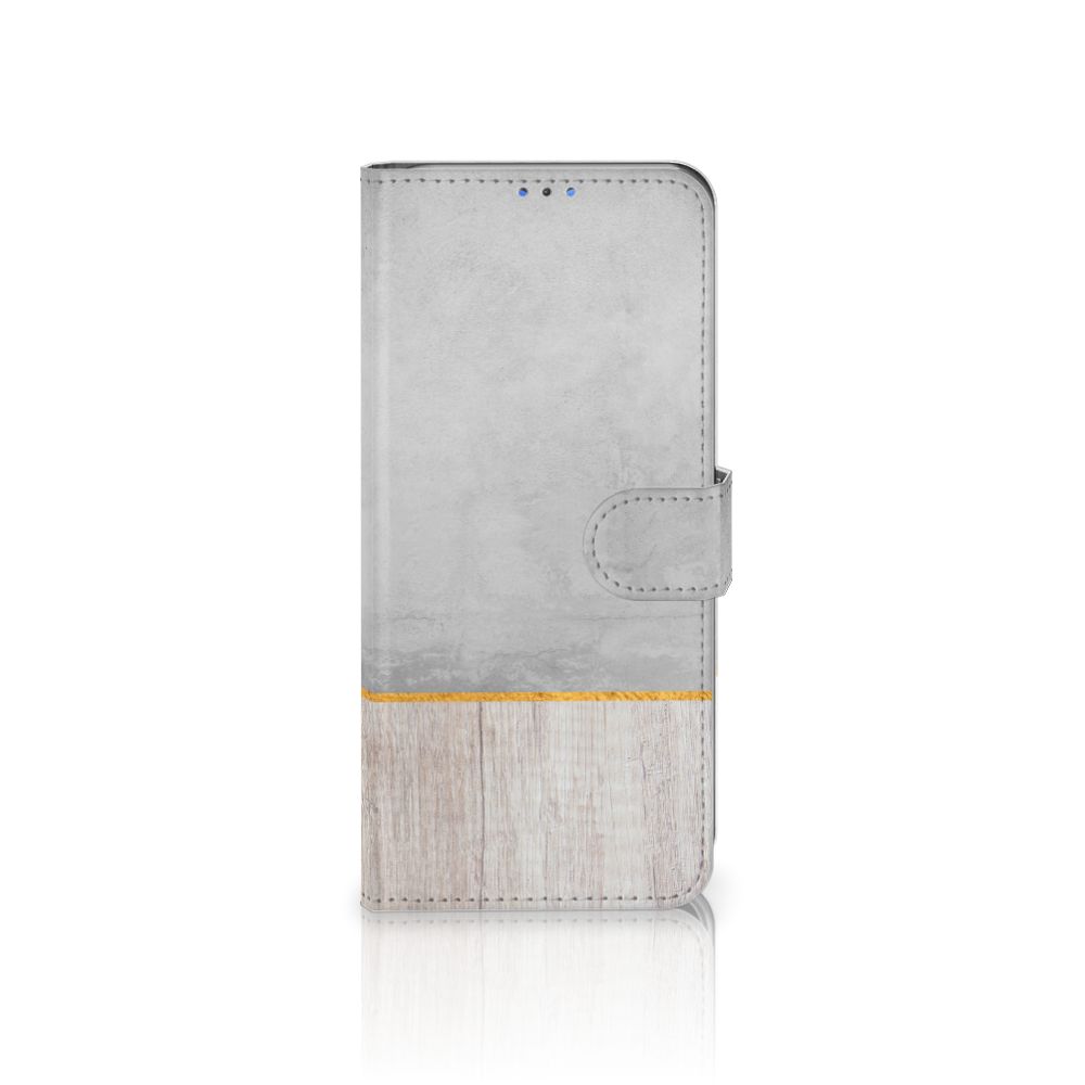 Motorola G8 Power Lite Book Style Case Wood Concrete