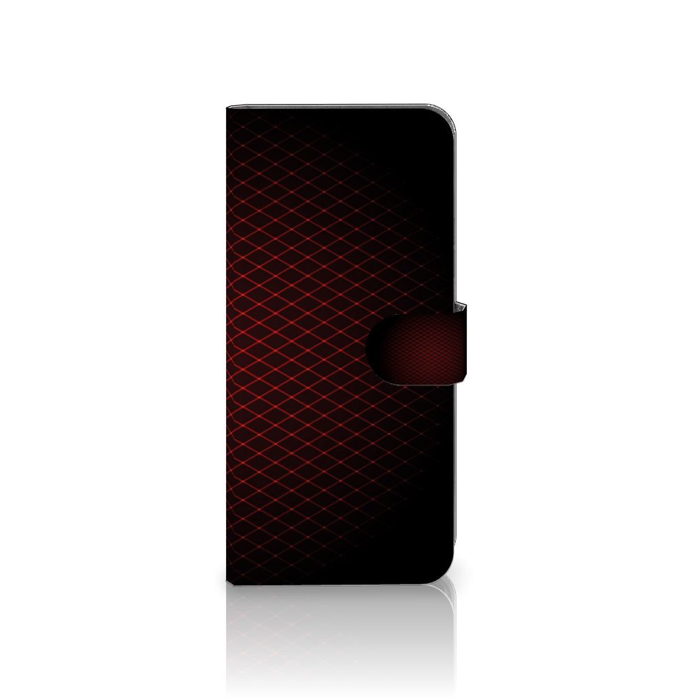 Nokia C32 Telefoon Hoesje Geruit Rood met een minimalistisch ontwerp en ruimte voor 3 pasjes.