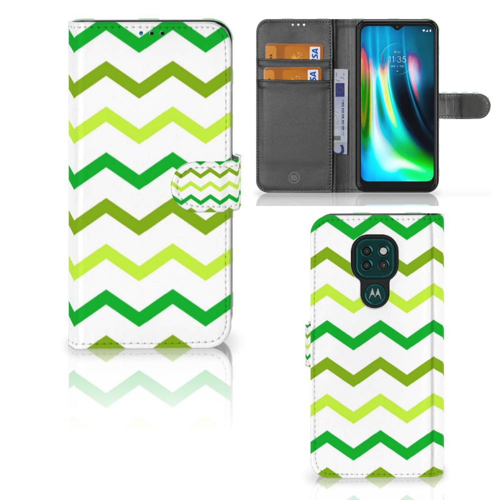 Motorola Moto G9 Play | E7 Plus Telefoon Hoesje Zigzag Groen