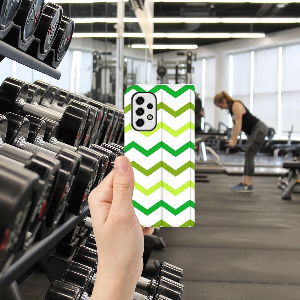 Samsung Galaxy A23 Hoesje met Magneet Zigzag Groen - B2C Telecom