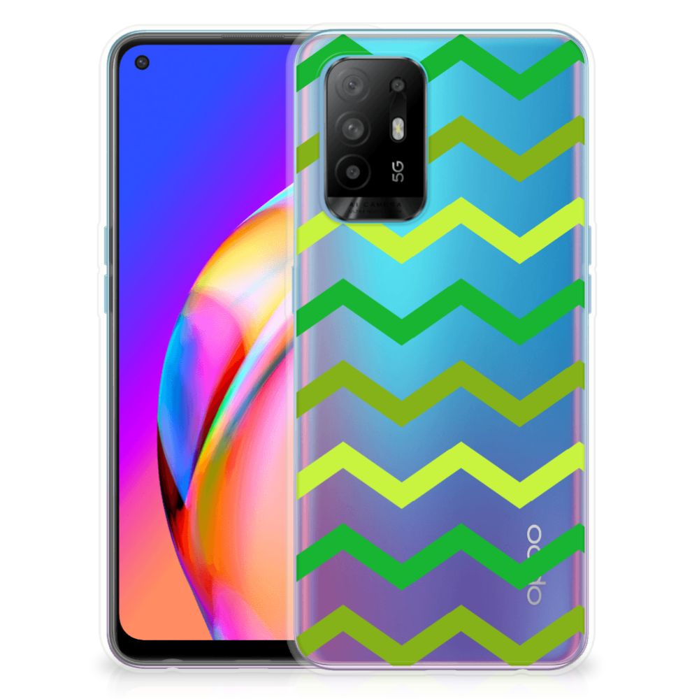 OPPO A94 5G | Reno5 Z TPU bumper Zigzag Groen