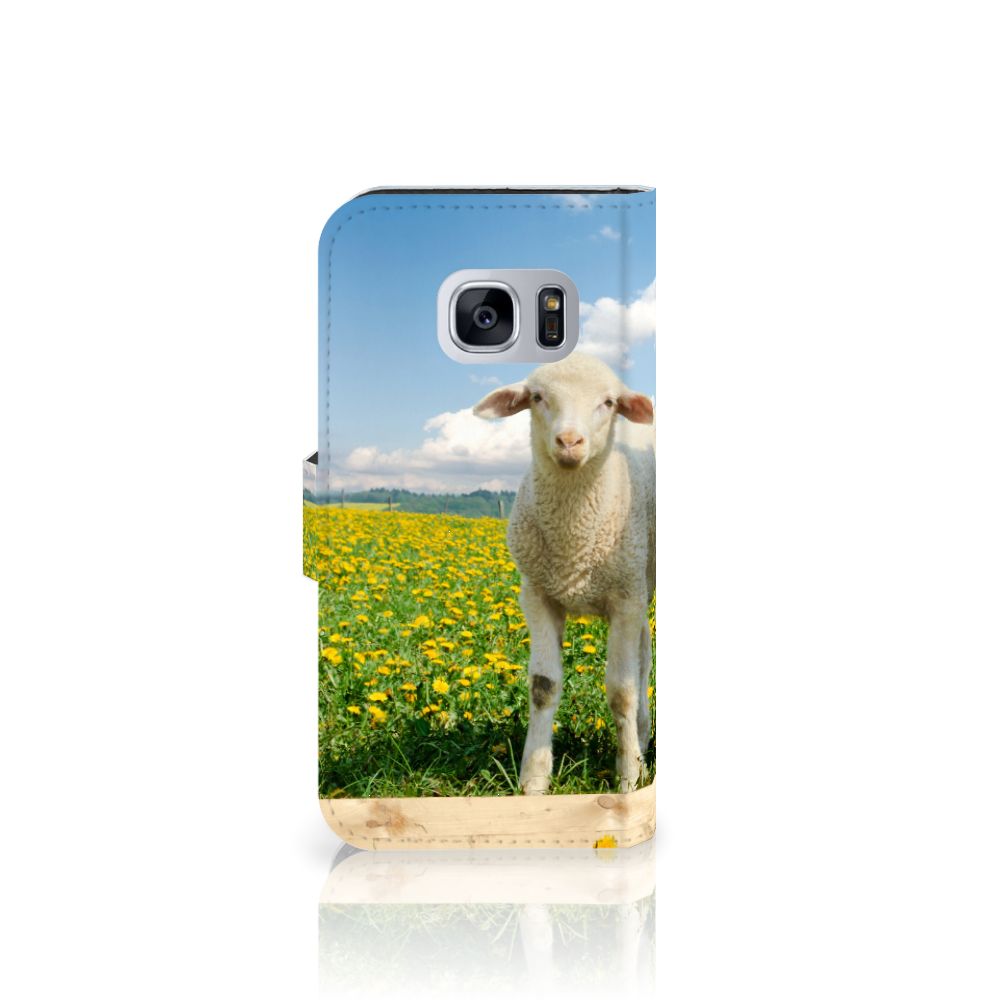 Samsung Galaxy S7 Telefoonhoesje met Pasjes Schaap en Lammetje