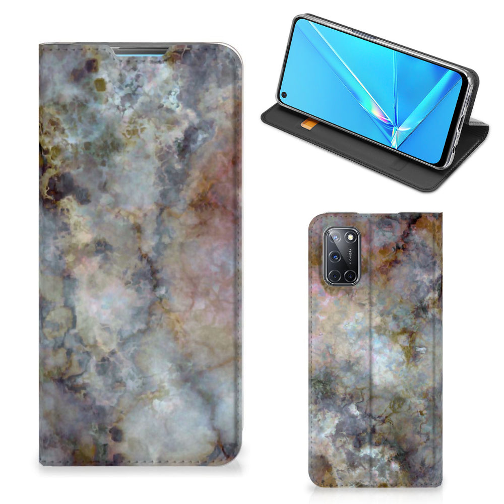 OPPO A52 | A72 Standcase Marmer Grijs