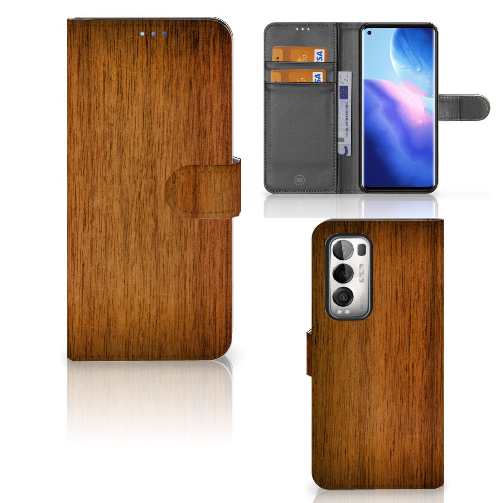 OPPO Find X3 Neo 5G Book Style Case Donker Hout