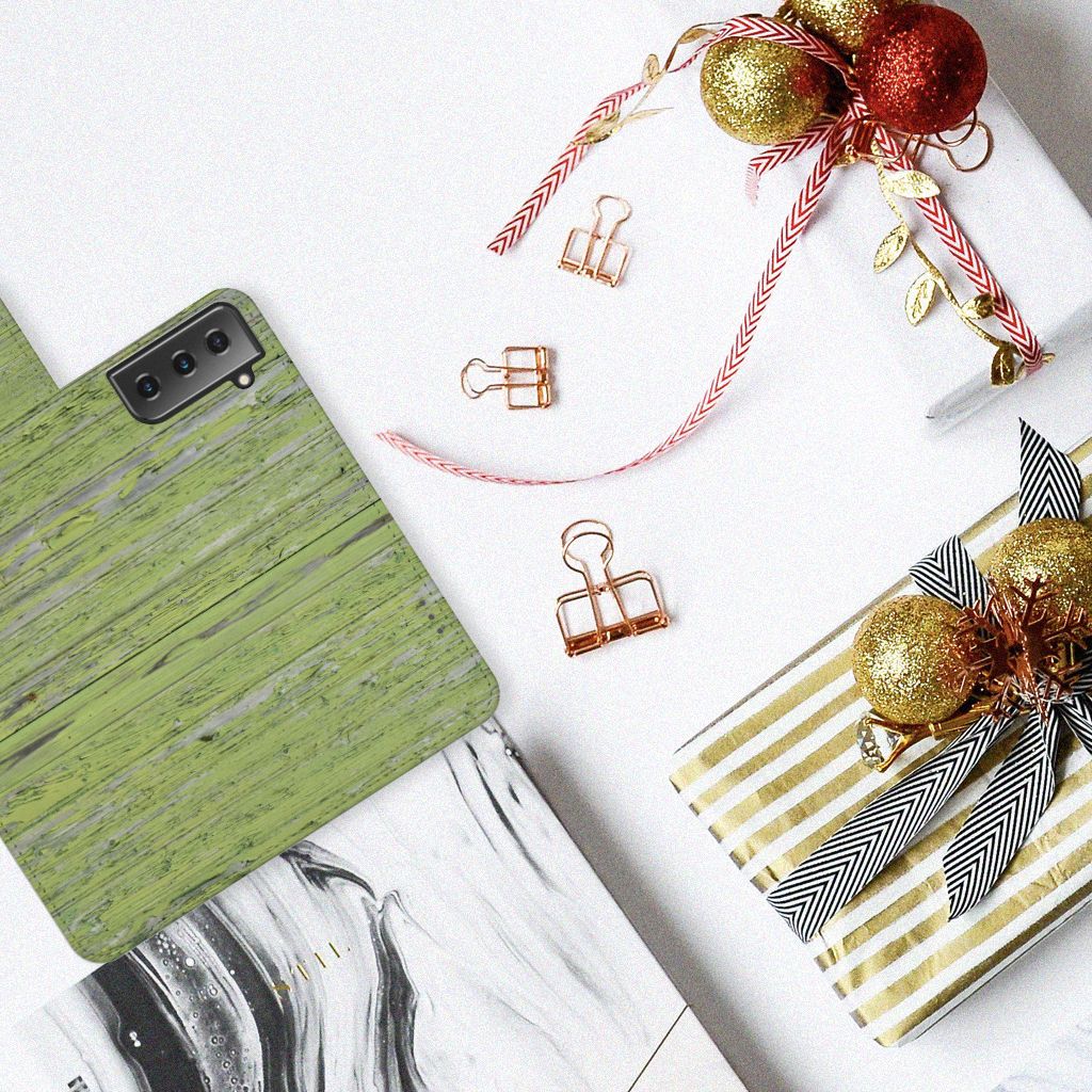 Samsung Galaxy S21 Plus Book Style Case Green Wood