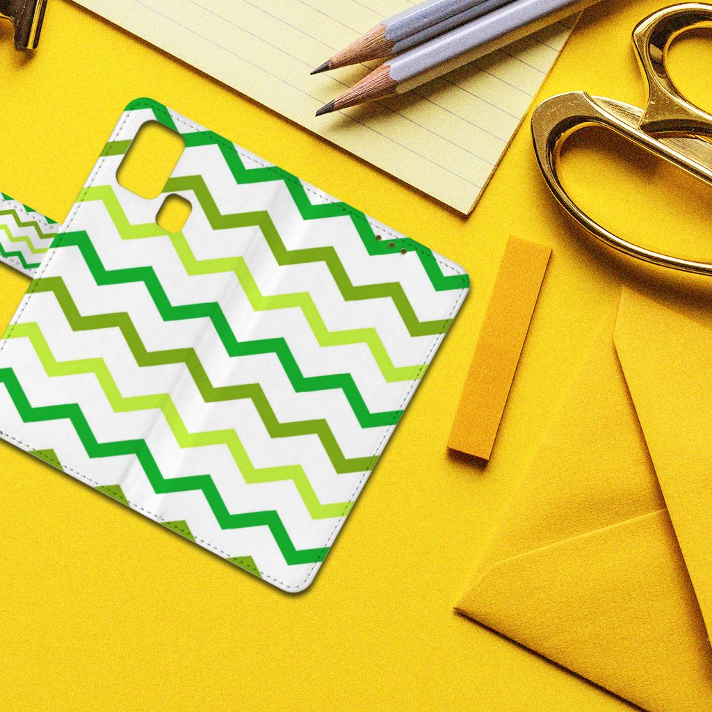 Samsung Galaxy M31 Telefoon Hoesje Zigzag Groen