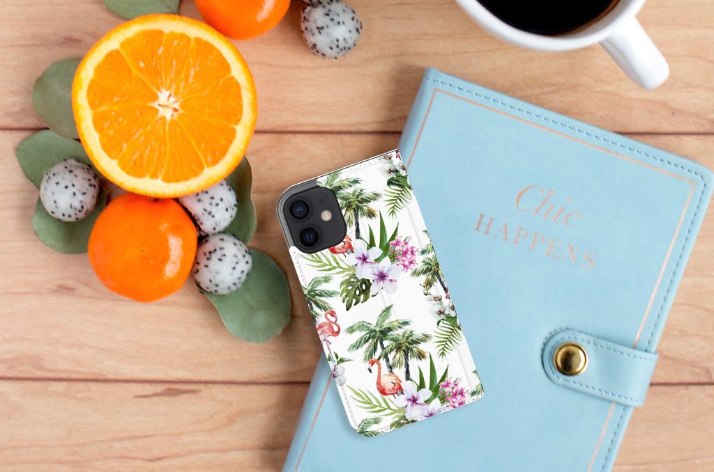 iPhone 12 Mini Hoesje maken Flamingo Palms - B2C Telecom
