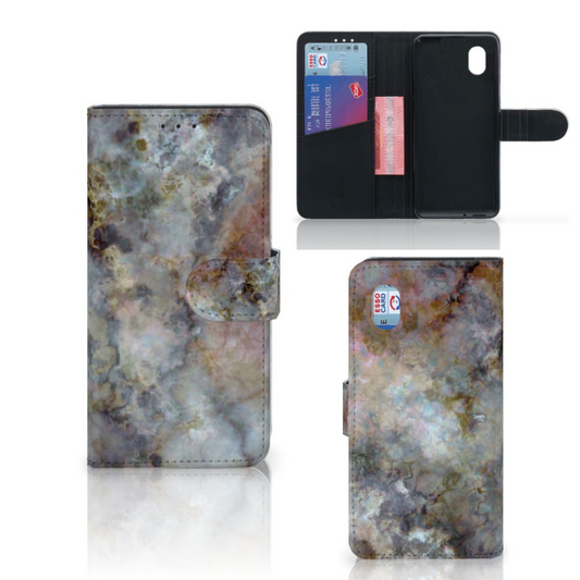 Marmer Grijs Hoesje Alcatel 1B (2020) Kunstleer TPU 3 Pasjes Sterke Bescherming Stijlvol | Book Case