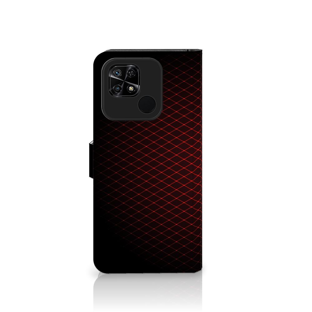 Xiaomi Redmi 10C Telefoon Hoesje Geruit Rood met opvallend ontwerp en ruimte voor 3 pasjes.