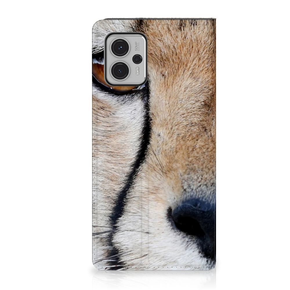 Motorola Moto G13 | G23 Hoesje maken Cheetah close-up design met cheetah print