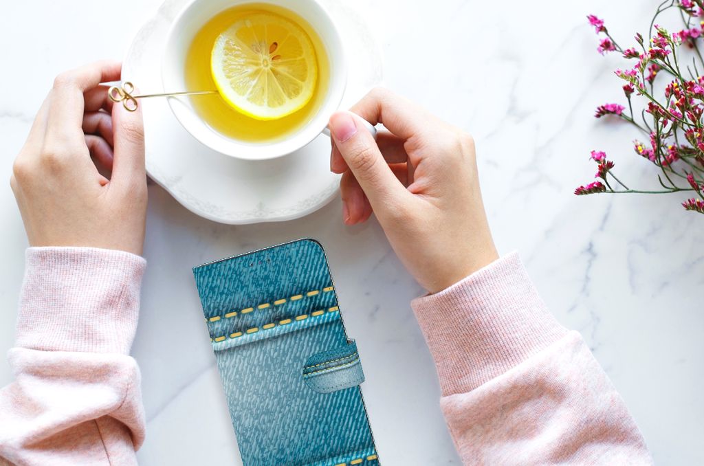 Motorola Moto G22 Wallet Case met Pasjes Jeans