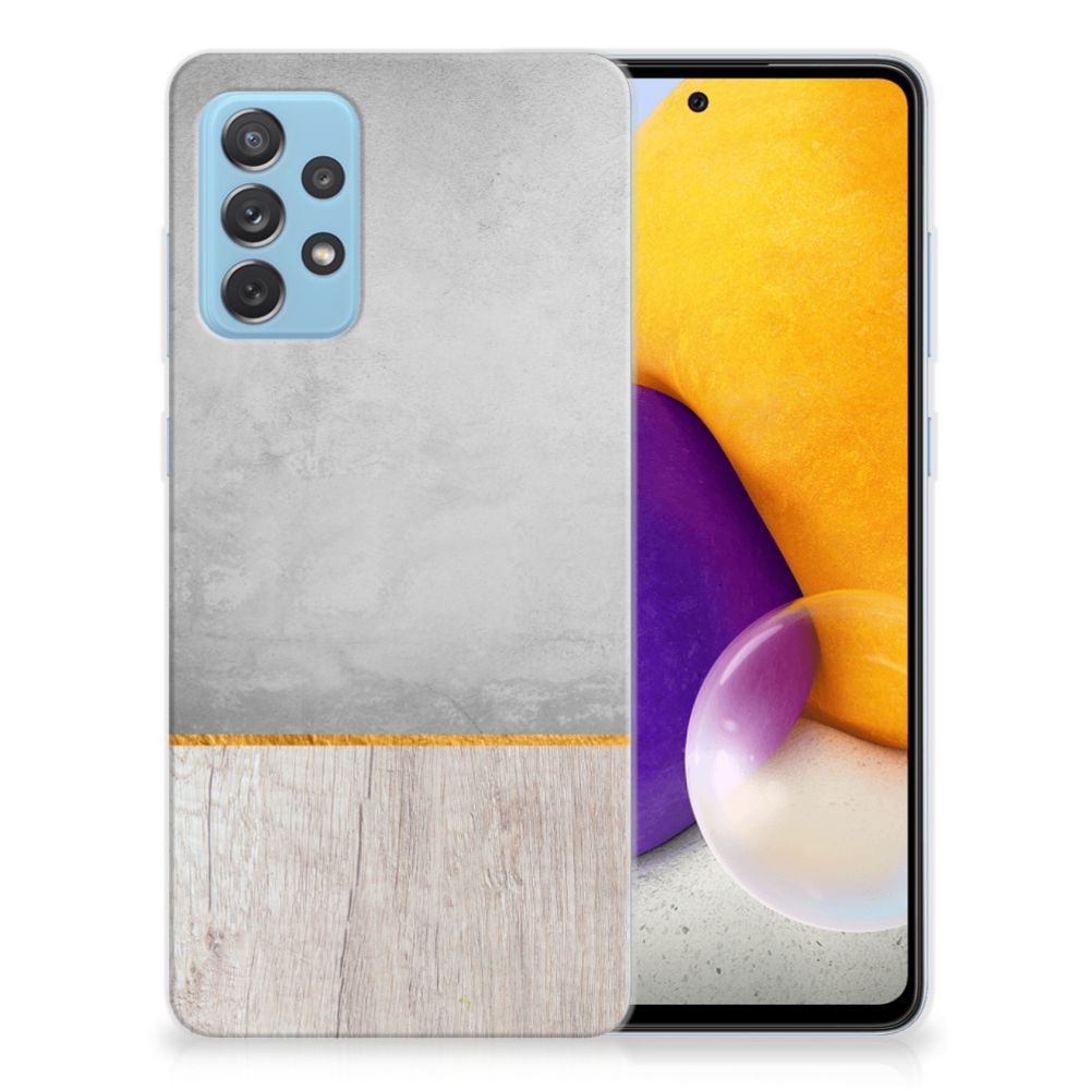 Samsung Galaxy A72 Bumper Hoesje Wood Concrete