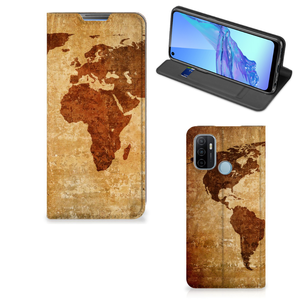 OPPO A53 | A53s Book Cover Wereldkaart - B2C Telecom