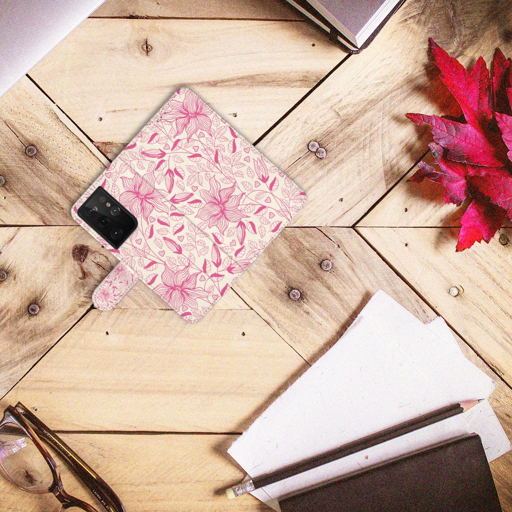 Samsung Galaxy S21 Ultra Hoesje Pink Flowers